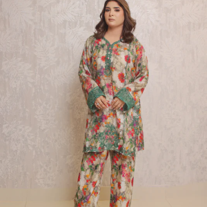 2 Piece - Peach Multi Printed Color Soft Lawn | ZB1022-SM